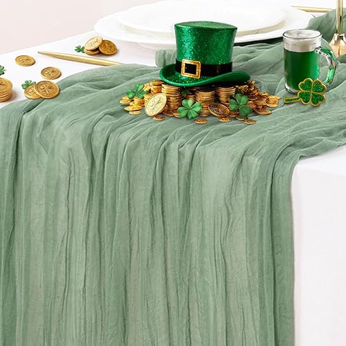 Socomi - Camino de mesa de gasa, de estilo bohemio y rústica, para primavera, Pascua, Día de San Patricio, bodas, fiestas, baby showers, cumpleaños