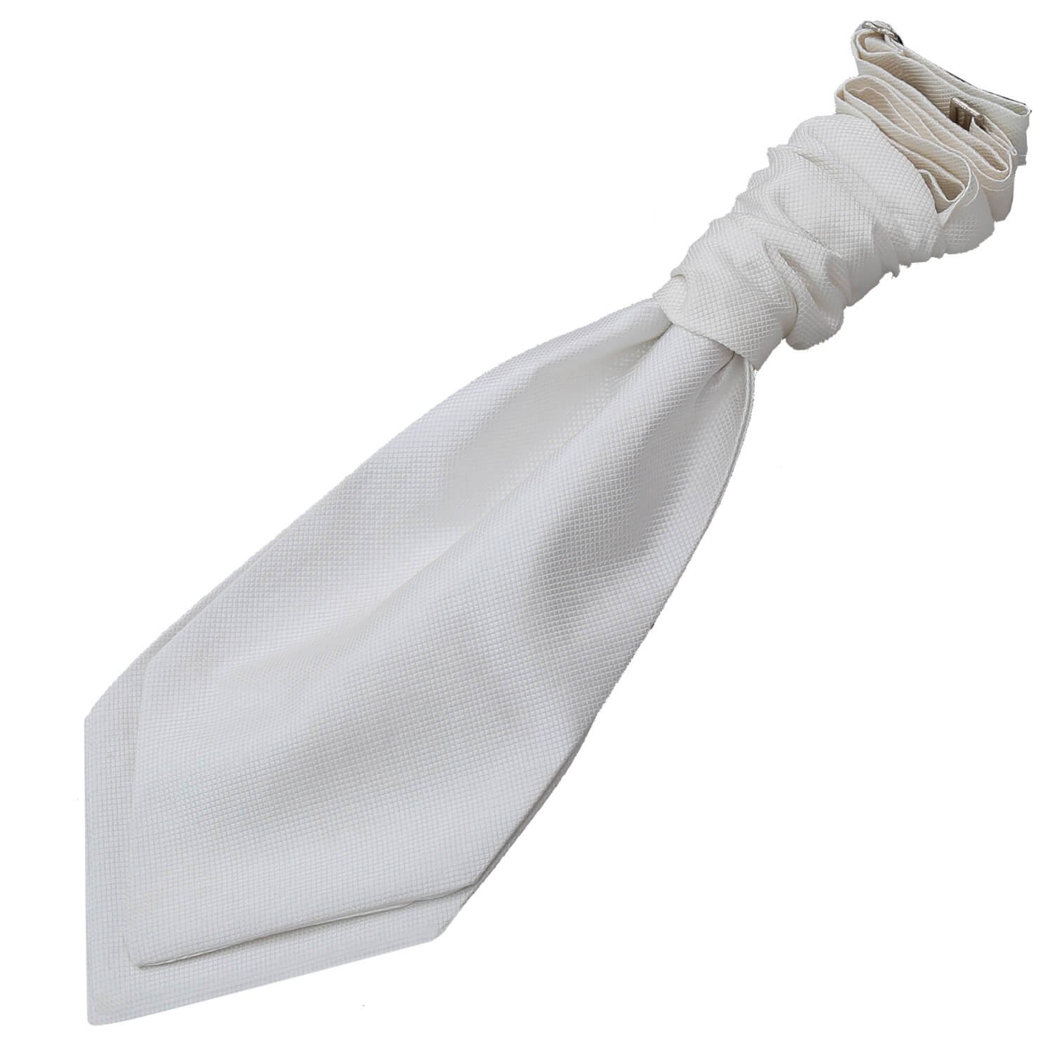 DQT Boys Solid Check Pre-Tied Scrunchie Cravat - Wedding Pageboy Formal - Ivory