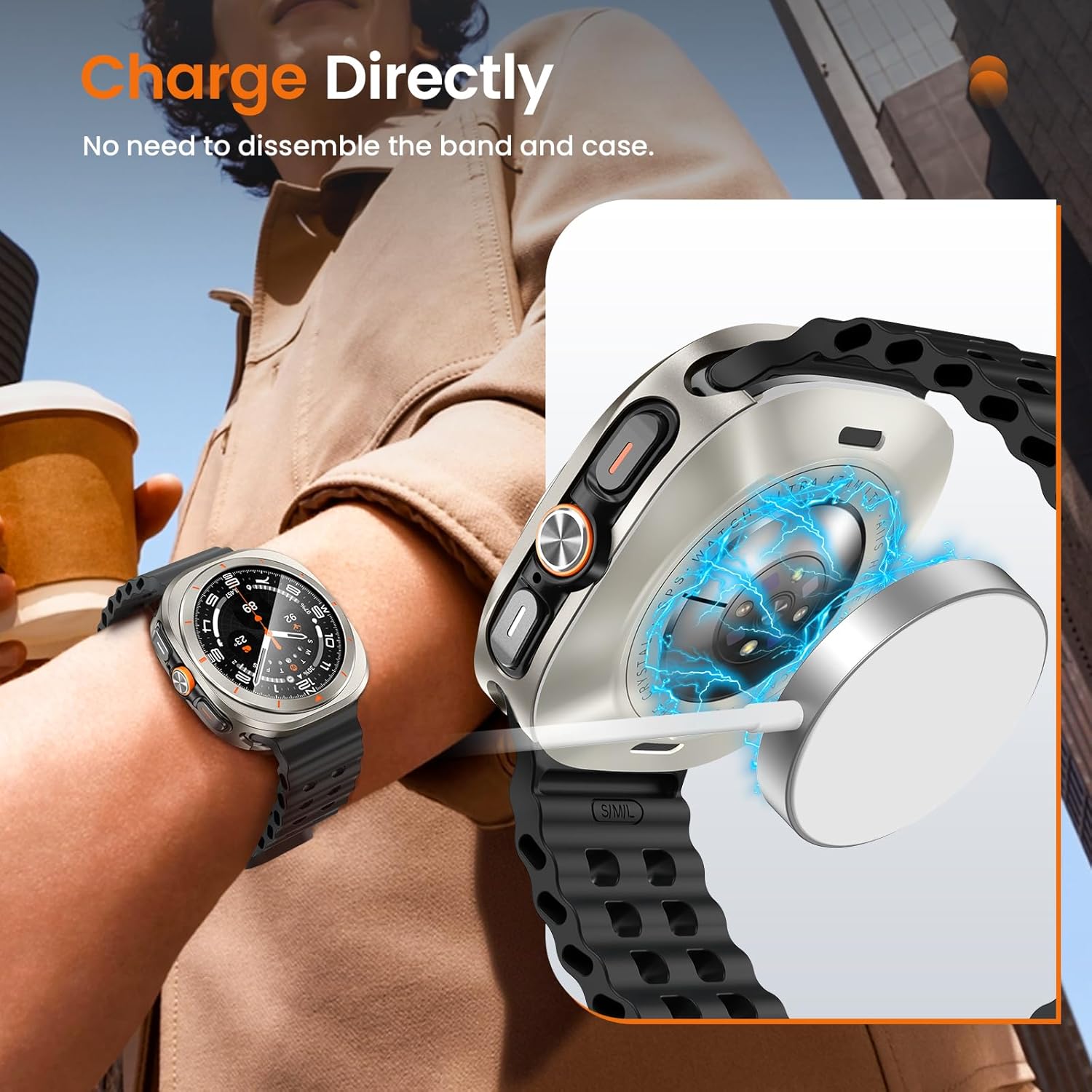LETOID Metal Band and 3-in-1 Metal Screen Protector Compatible with Samsung Galaxy Watch Ultra 47mm