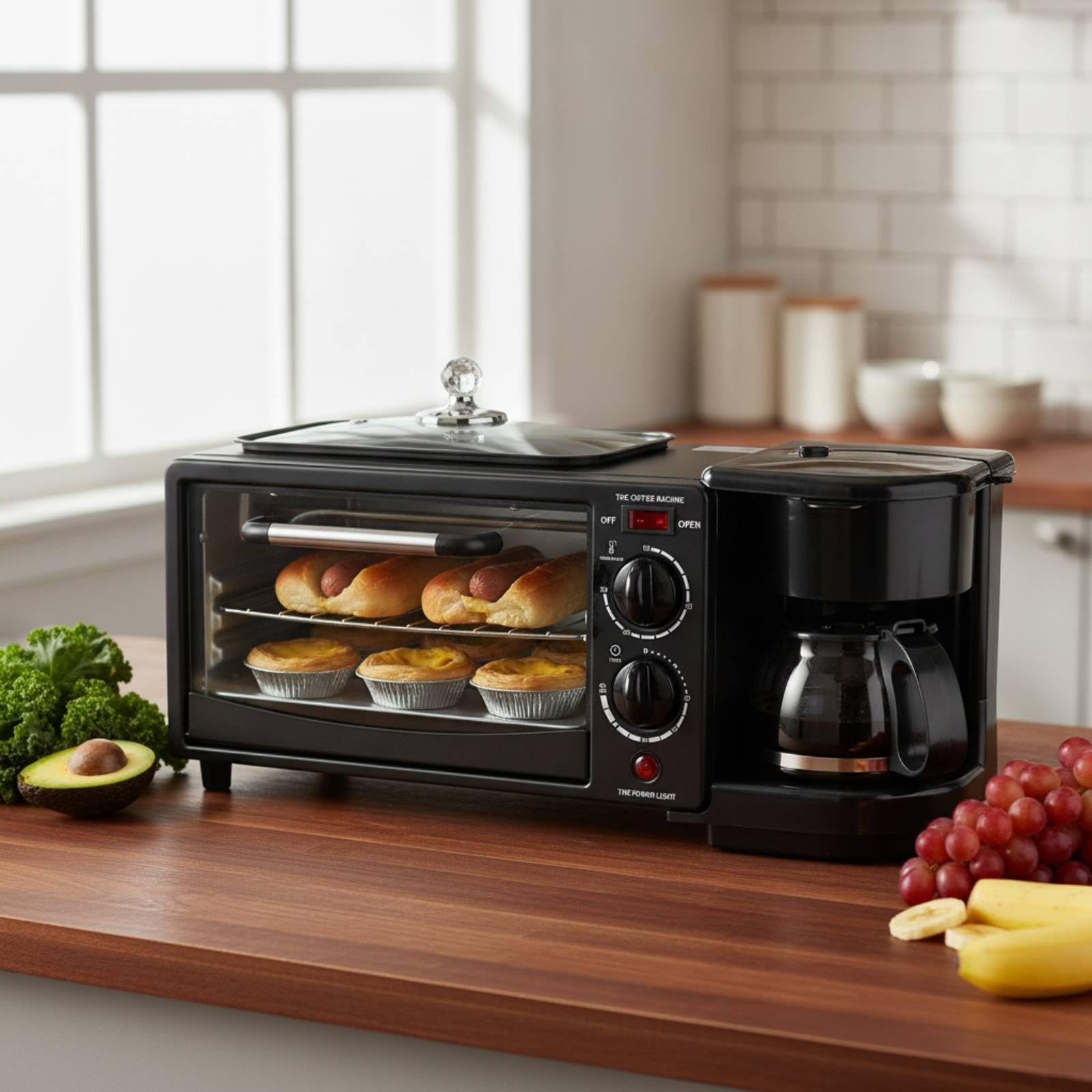 KESOTO Forno Tostapane con Macchina da Caffè E Funzione Riscaldamento per Preparare Bevande Calde Adatto per Colazione E Snack