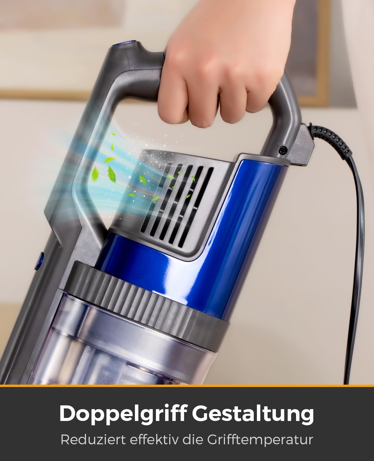 VACTechPro 60KPa/680W/7M Staubsauger, Staubsauger mit Kabel | Mit 800ML Staubbehälter,Stielstaubsauger mit Kabel und ergonomischem Doppelgriff,speziell für Hartböden