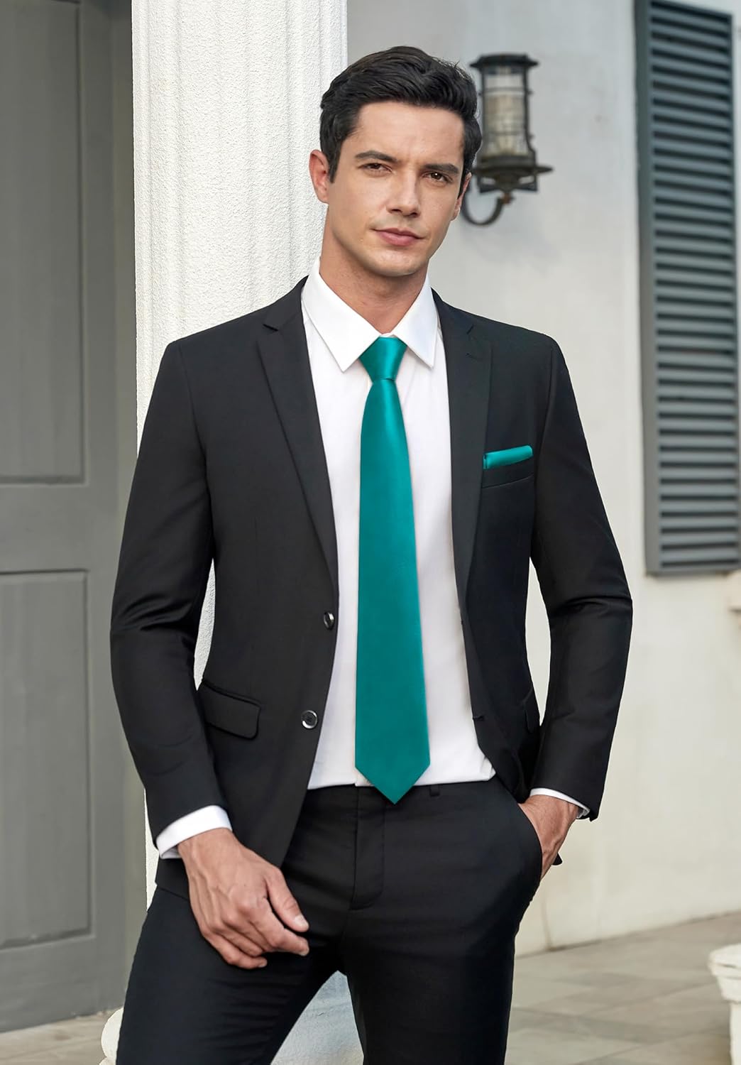 Ties for Men Formal Ties with Pocket Square Set Classic Solid Color Mens Tie Handkerchiefs Satin Silk Neckties in Box - Image 2