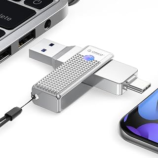 ORICO USB C Flash Drive 256GB, 405MB/s Memory Stick, 2 in 1 USB 3.2 & Type C, Efficient Heat Dissipation, Dual OTG Thumb Drive for MacBook, PC, Tablet and USB-C Phone