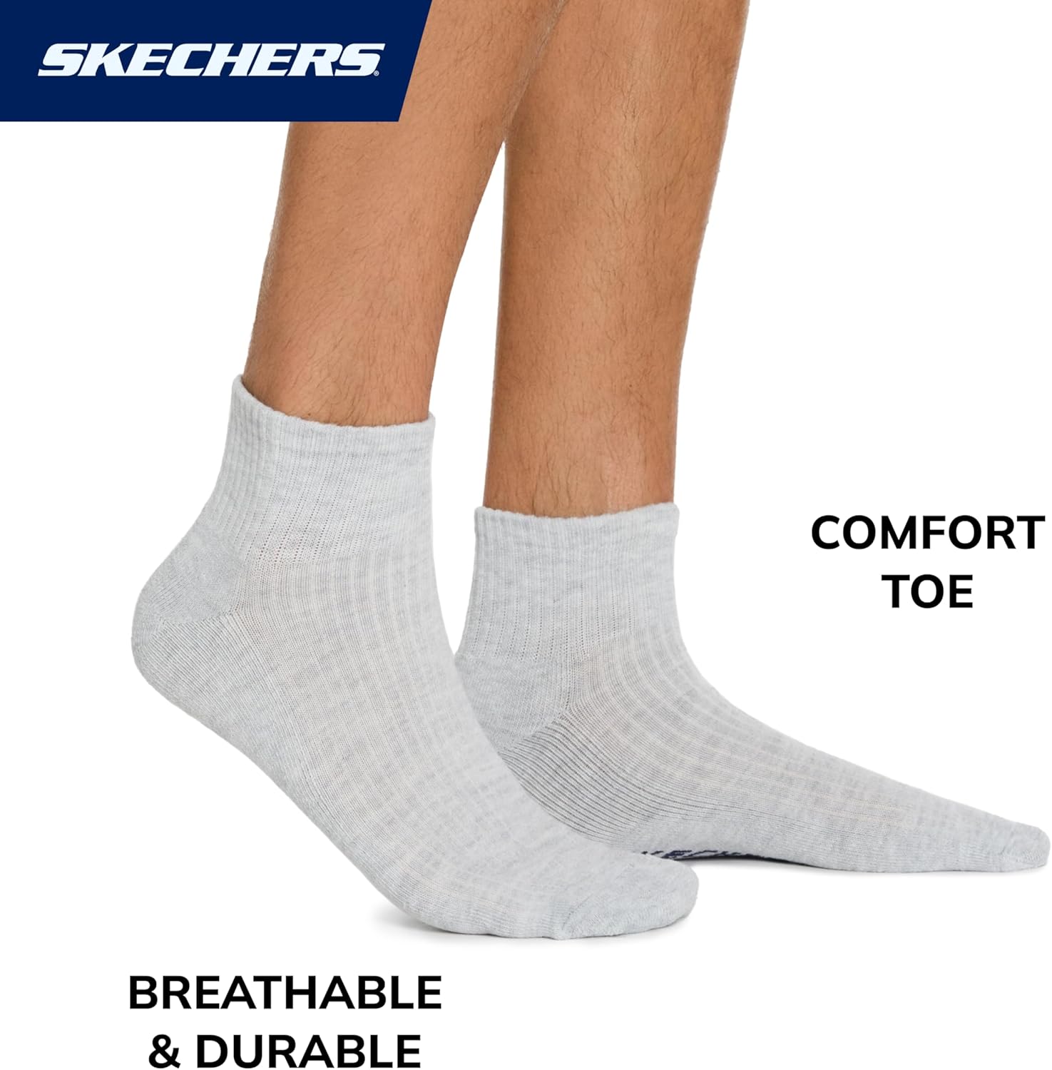 Skechers mens 10-pack Half Terry Classic Quarter Crew Socks, Comfort-fit & Cushioned Footbed - Image 2