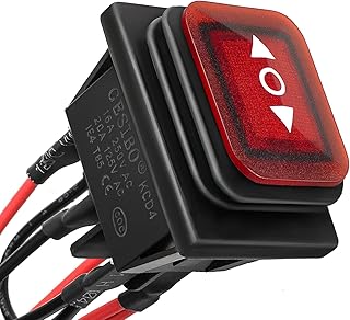 QTEATAK DC 12V 10A 6 Pin 3 Position (ON)-Off-(ON) AC 110V-220V Waterproof Momentary Polarity Reverse Switch Motor Control Red Light Boat Rocker Toggle Switch with Wire KCD4-223-QT