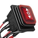 QTEATAK DC 12V 10A 6 Pin 3 Position (ON)-Off-(ON) AC 110V-220V Waterproof Momentary Polarity Reverse Switch Motor Control Red Light Boat Rocker Toggle Switch with Wire KCD4-223-QT