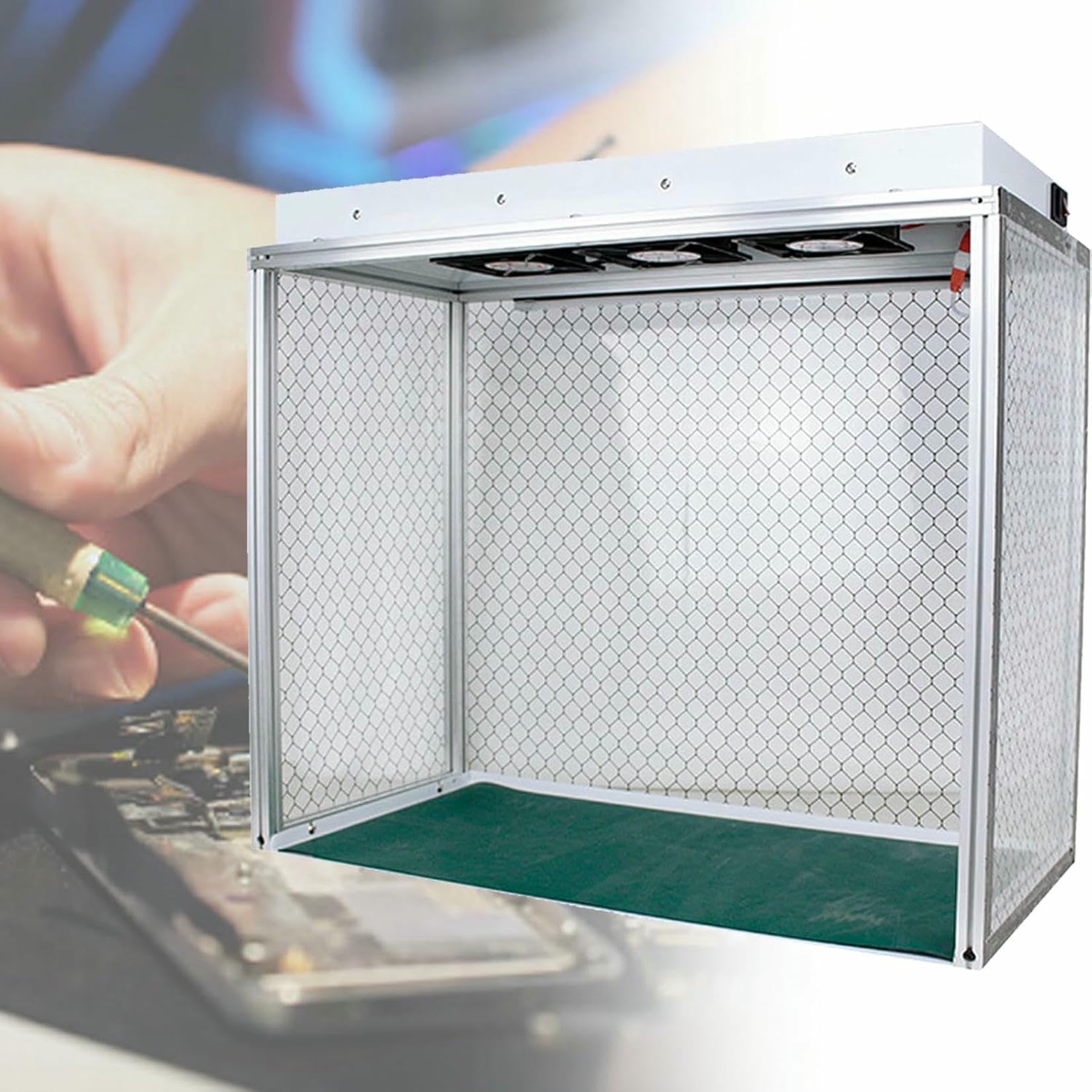 Campana De Flujo Laminar Vertical, Filtro De Ventilador, Filtros HEPA, Para Reparación De Teléfonos Y Laboratorio, Mesa De Trabajo Con Iluminación LED A Prueba De Polvo, Con Cortina Estática Y Tapete