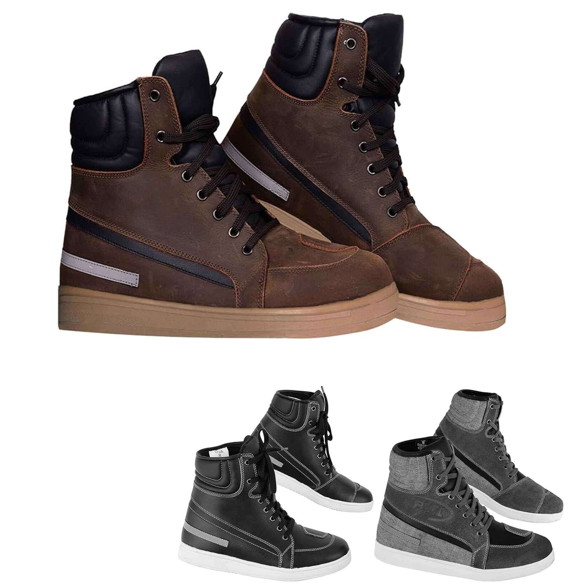Bottes de moto imperméables décontractées pour homme Chaussures de moto antidérapantes CE EN [13634:2017]