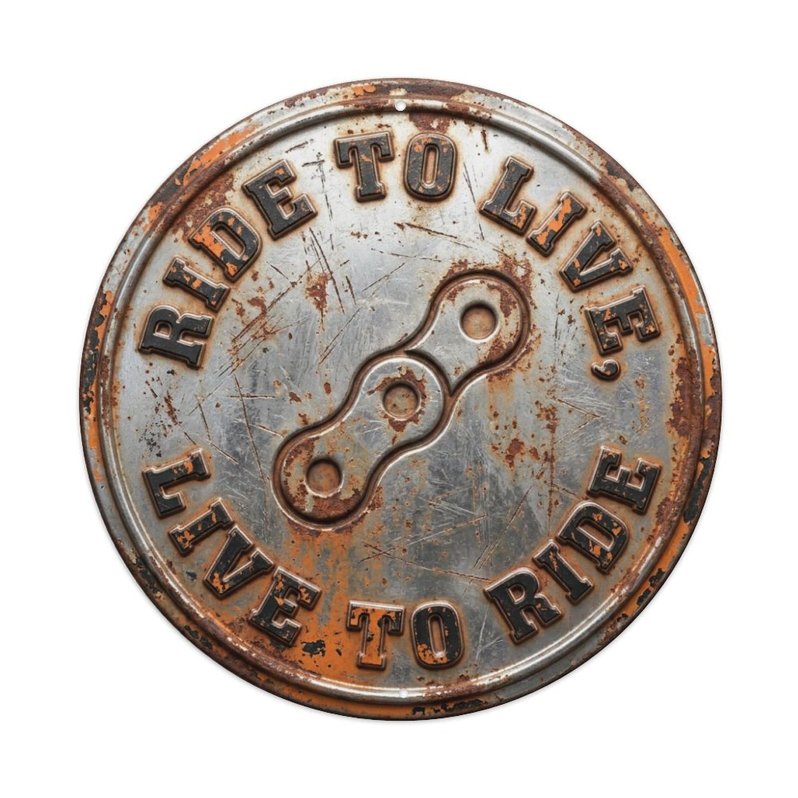 Ride Live Free Nostalgic Hanging Ornament Retro Slogans Vintage Metal Tin Sign Plaque Wall Decor for Cafe, Club, Garden Round Metal Poster 8x8Inch