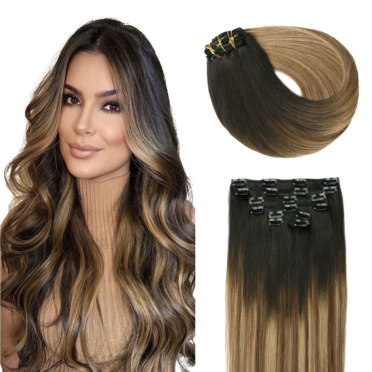 SURNEL Extensiones Clip Pelo Natural 100g 35cm 6 Piezas Castaño Chocolate Extensiones De Clip De Humano Real Extensiones Pelo Natural Remy (C#4-35cm) — view 29
