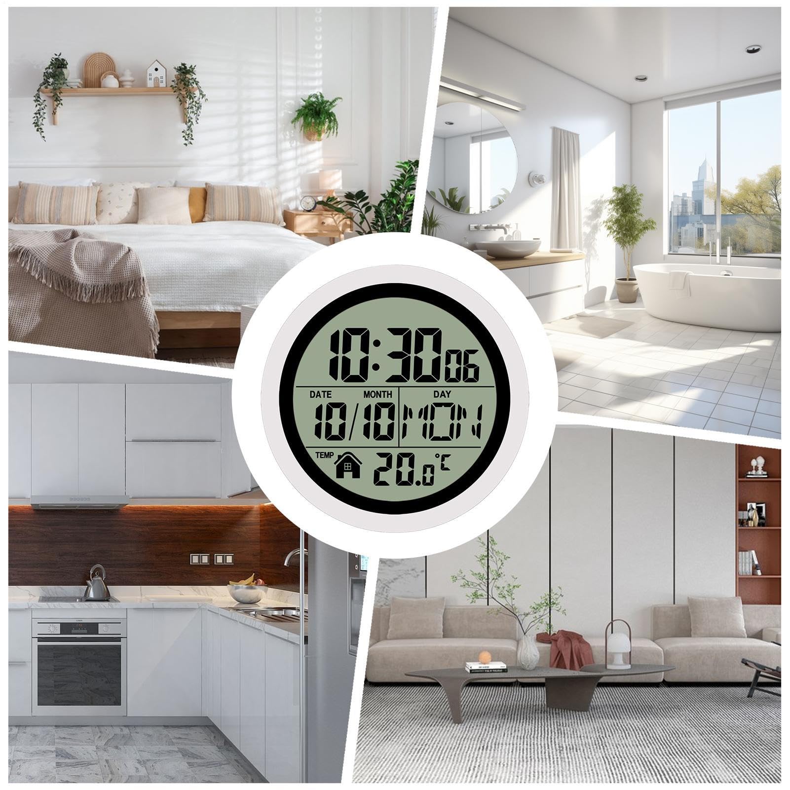 Orologi da Bagno a Batteria Temperatura e Data, Impermeabile, Decorazione