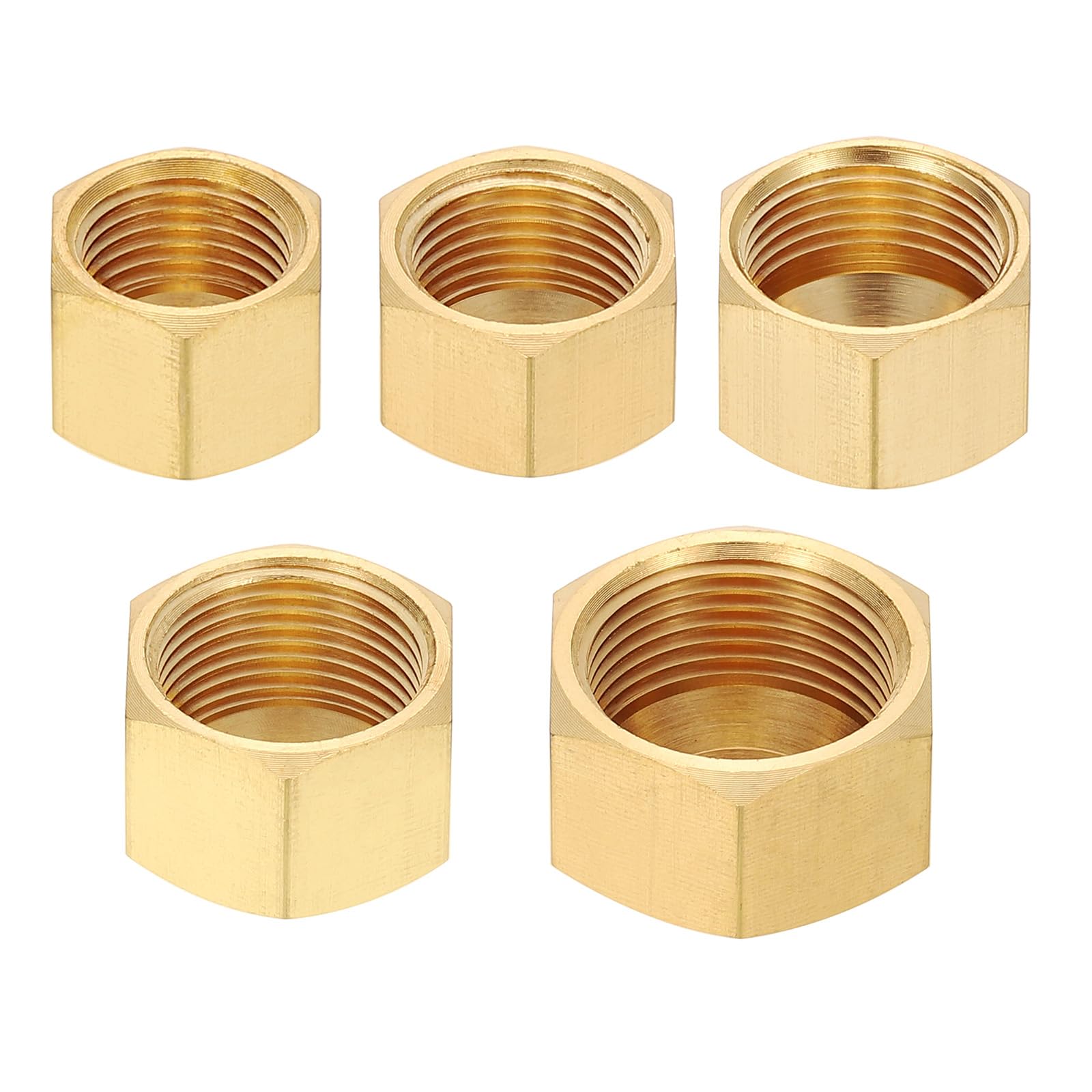 PATIKIL Tappo A Compressione In Ottone Set Di Valvole Di Arresto, 100Pezzi 5 Misure Raccordo Filettato Esagonale Tubazioni Chiusura Estremità Tubi Condizionatori D'Aria, Acqua, Aria.