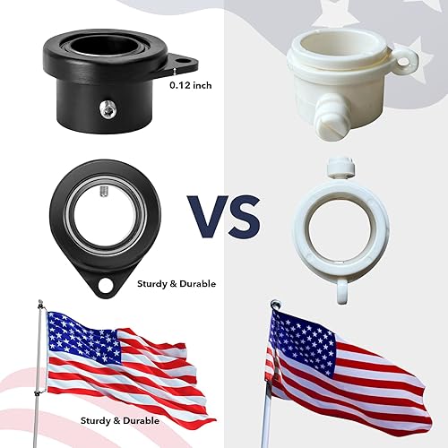 Miniatura 4 de FLAG WIN Juego de 2 anillos para asta de bandera de aleación de aluminio con rodamientos, juego de 2 anillos de montaje de bandera giratorios de 360