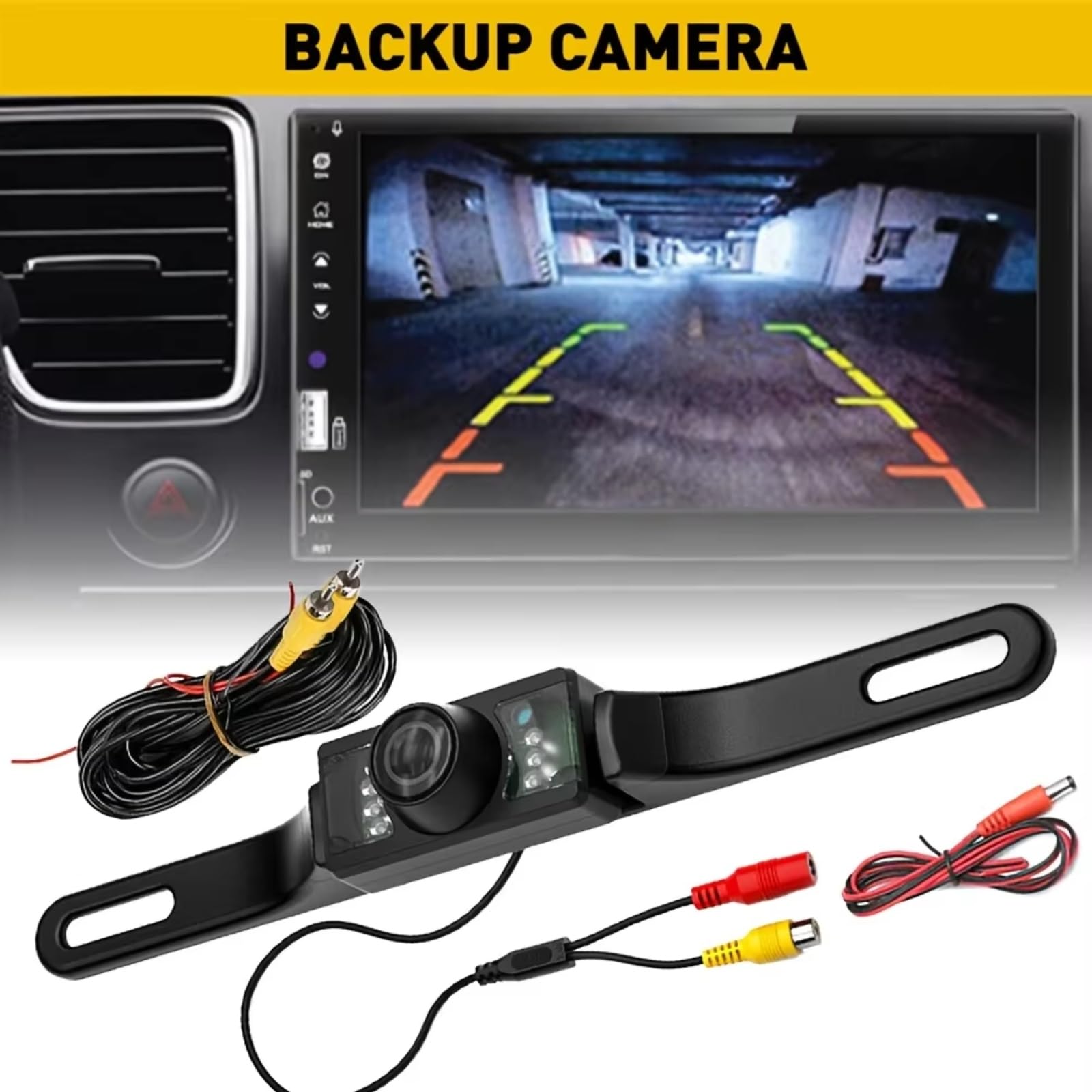 Cámara de respaldo para coche, 8 LED, cámara de respaldo para placa de matrícula, visión trasera de coche, seguridad, conducción, marcha atrás, estacionamiento, repuesto para camioneta, caravana