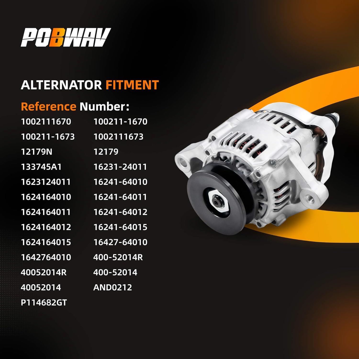 100211-1670 Alternator Compatible with Kubota,Case 1838/6010, Corniver CT48S,Compac Equipment MFG TA48,Replace#16231-24011,16241-64010,16241-64011