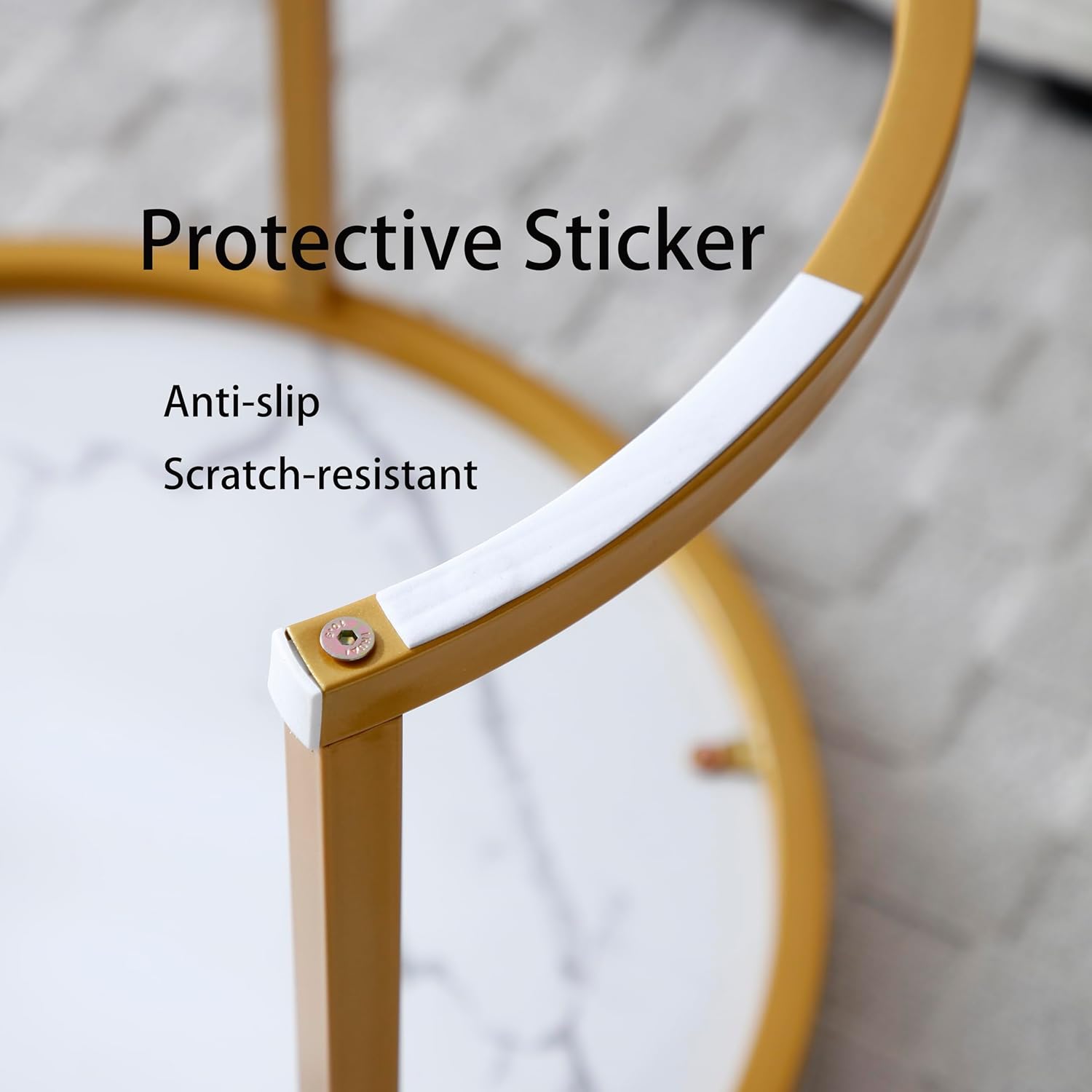 Nesting Coffee Table Set of 2, Side Round End Table Sturdy Metal Frame Desk for Living Room, Bedroom, Apartment,Modern Industrial Simple Nightstand, Gold