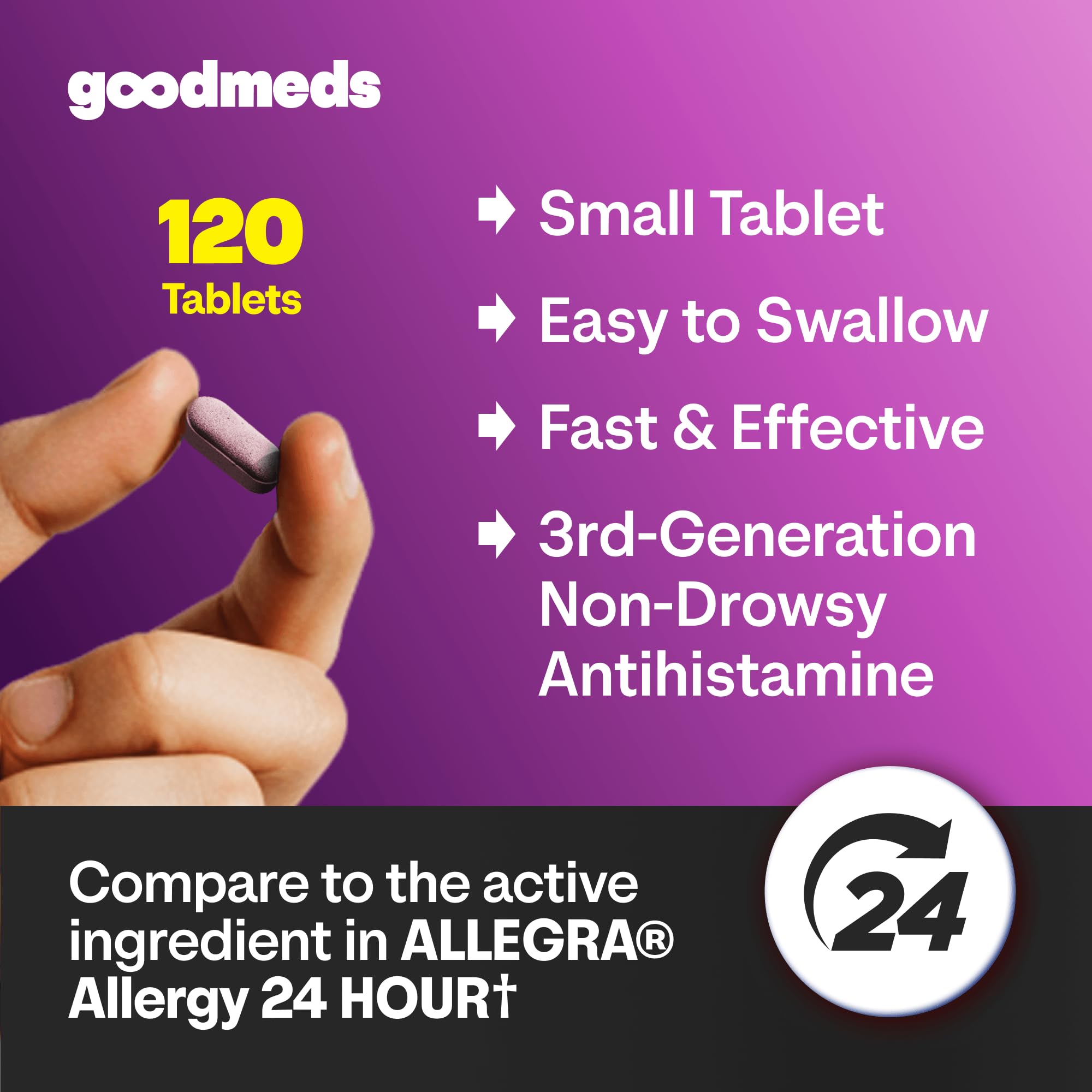 Allergy Relief, Compare to Allegra, Fexofenadine HCl 180mg, 120 Tablets — Amazon image 5