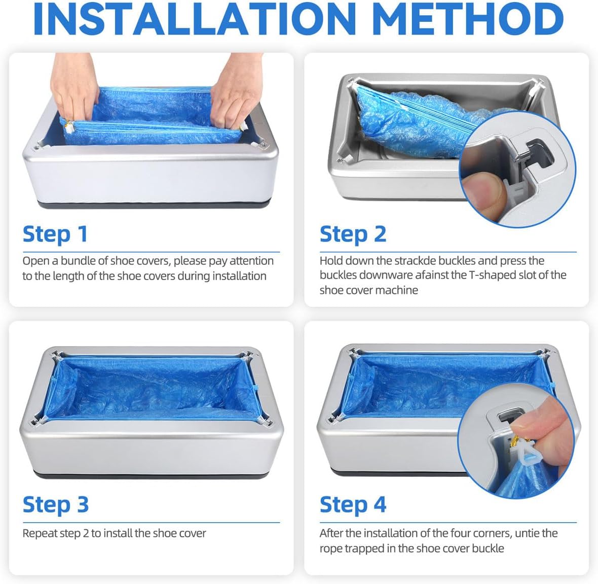 Automatic Shoe Cover Dispenser Machine with 200pcs Disposable Covers - Waterproof, Non-Slip Reusable for Home, Office, Hospital - Heavy Duty Shoe Cover Machine for Indoor Use, Easy to Install