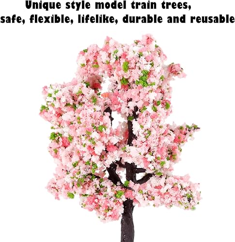 Miniatura 3 de Yetaha 10 unidades de árboles modelo de flores rosas, mini racimo de flores de vegetación, modelo de paisaje estático para bricolaje, paisaje,