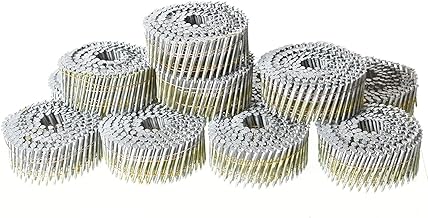 15-Degree Collated Wire Coil Siding Nails 1-3/4Inch x 0.092Inch 3600 Count Full Round-Head, Ring Shank, Hot-Dipped Galvanized for Rough Nailing of Lathing and Sheathing Materials