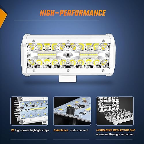 Miniatura 3 de Nilight Luces de navegación LED marinas, 2 unidades, 6.5 pulgadas, combo de inundación de puntos blancos, ponton, barco, cubierta, muelle, para