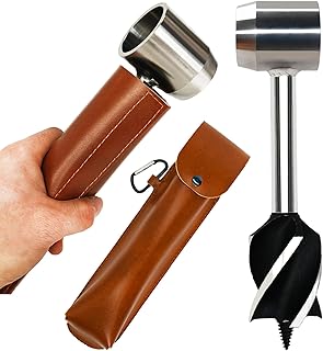 Survival Tools, 1.5 inch Bushcraft Hand Auger with Scotch Eye for Large Wood Pegs, Hand Auger Wood Drill, Essential Bushcraft Gear Manual Drill Hole Maker W/Settlers Wrench for Camping, Outdoor