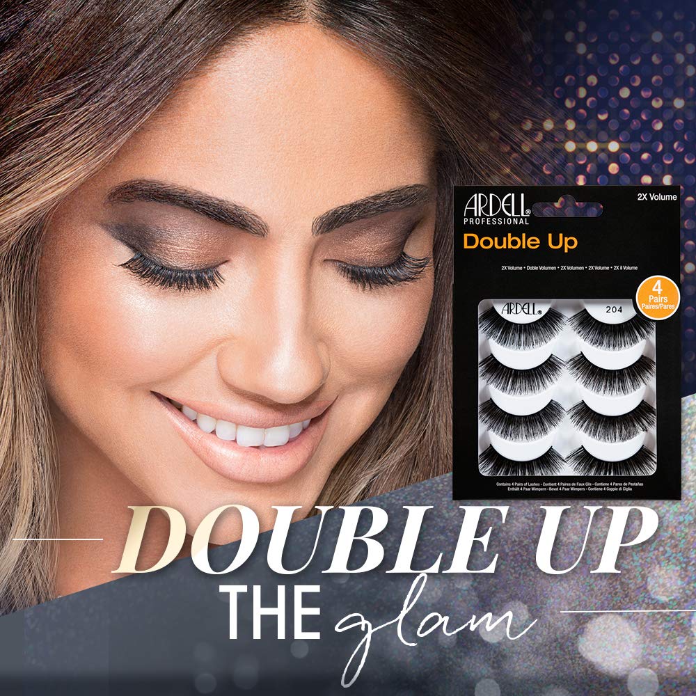 Ardell False Eyelashes Double Up 204 - Dramatic, Full-Volume, Wispy Strip Lashes, 2 Pack