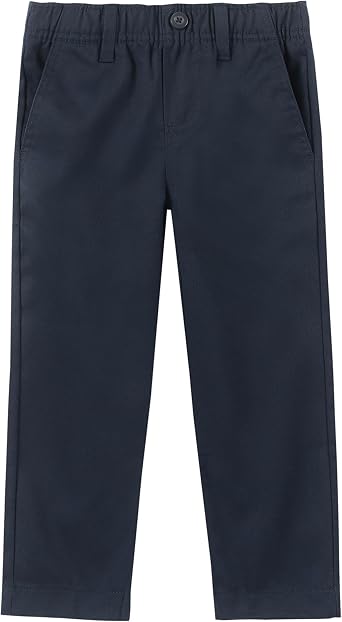 Nautica Boys School Uniform Twill Khaki Pants, Flat Front & Elasticized Waistband, Zipper Closure With Faux Button