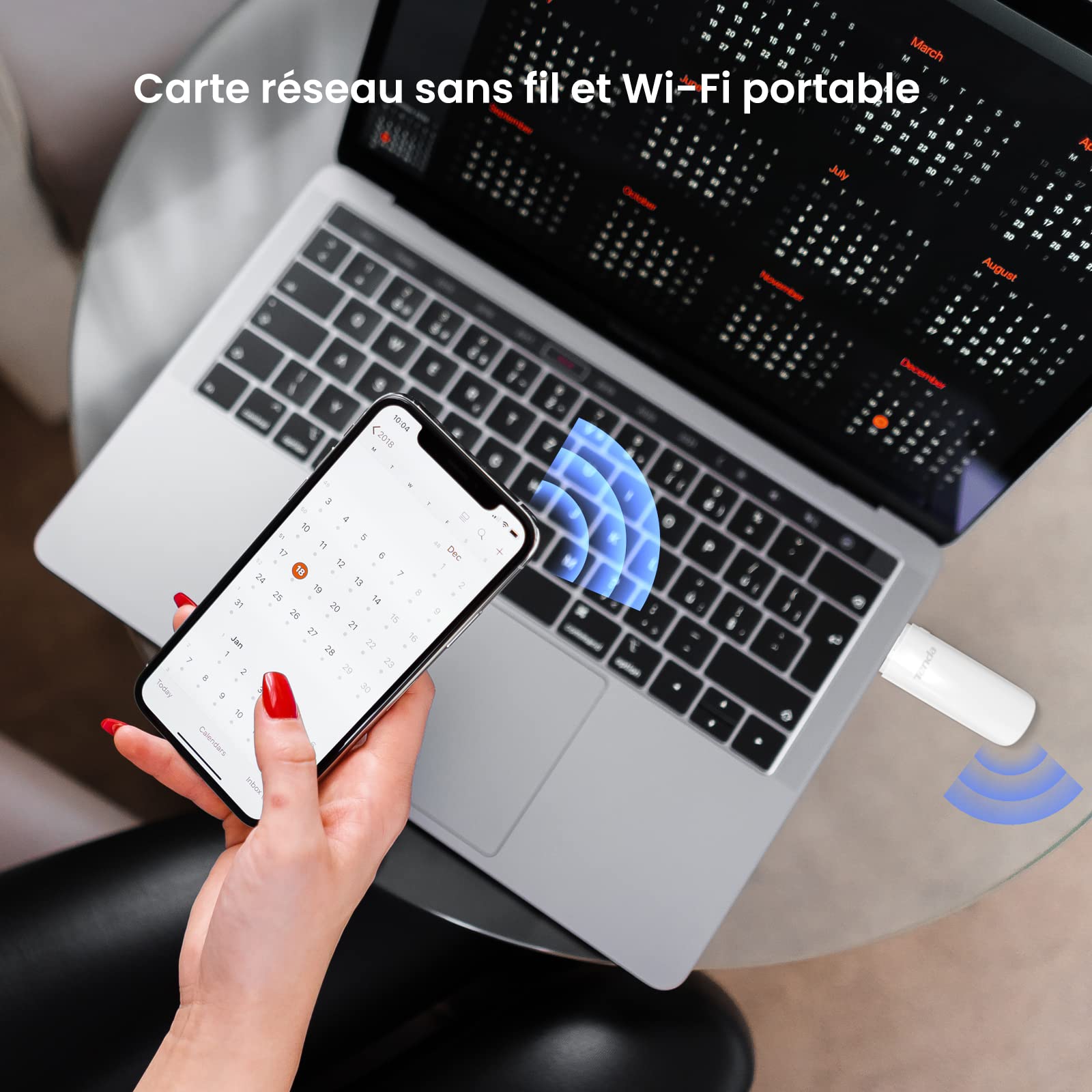Tenda AX1800 Clé WiFi, Adaptateur USB 3.0 Wi-FI, Dongle WiFi, USB 3.0 Double Bande, MU-MIMO, 1800Mbps pour PC/Desktop/Laptop, Compatible avec Windows 11/10, Blanc (U18)