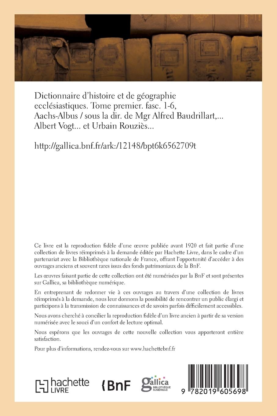 Dictionnaire d'histoire et de géographie ecclésiastiques. Aachs-Albus Tome 1 (Religion)