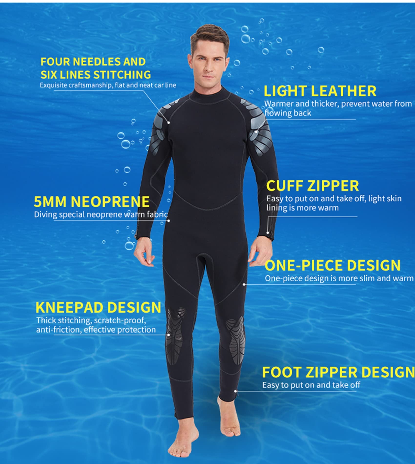 5mm Neoprene Man Fullbody Diving Wetsuit Surf Surf Chefishing subacqueo Caccia Nuoto Snorkeling Suit Suit Snorkeling