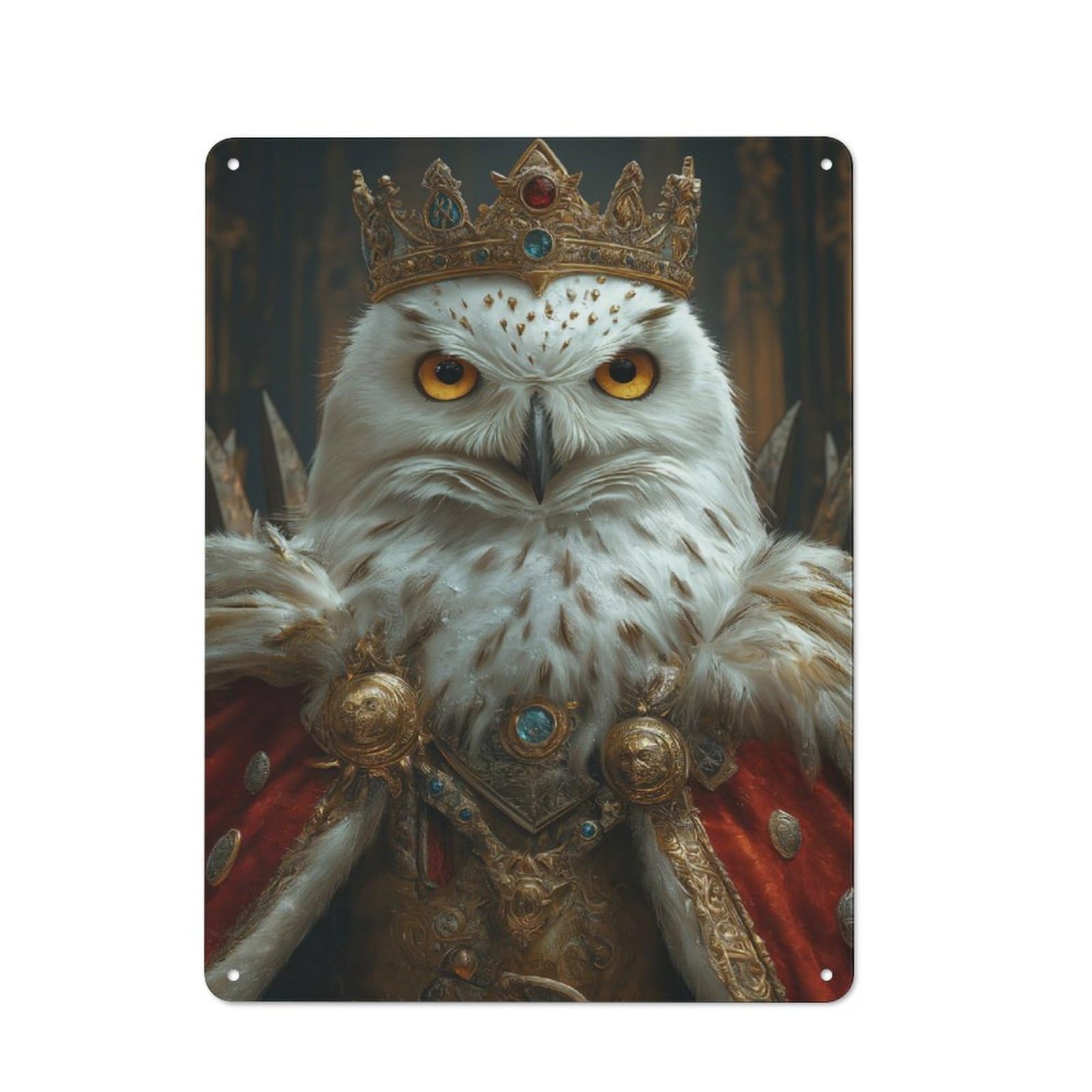 Junmoney Snowy Owl Bird King Vintage Decorative Metal Plaque 40X30cm, Garden Room Wall Plaque For Shed, Garden Room, Porch Or Garage