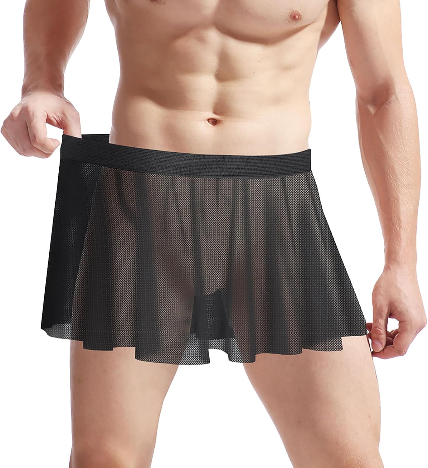 Clobeau Men Sissy Mini Skirt See Through Panty Sissy Lingerie for Cross-dressers Crossdressing Panties Gay Underpants