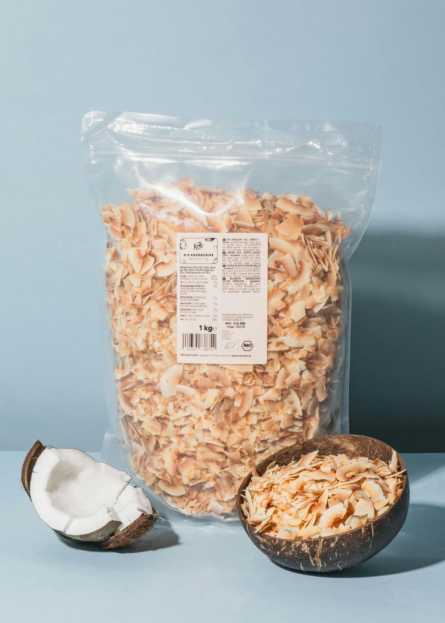 KoRo - Chips di cocco tostate bio - confezione convenienza - delizioso aroma tostato - versatili e gustose