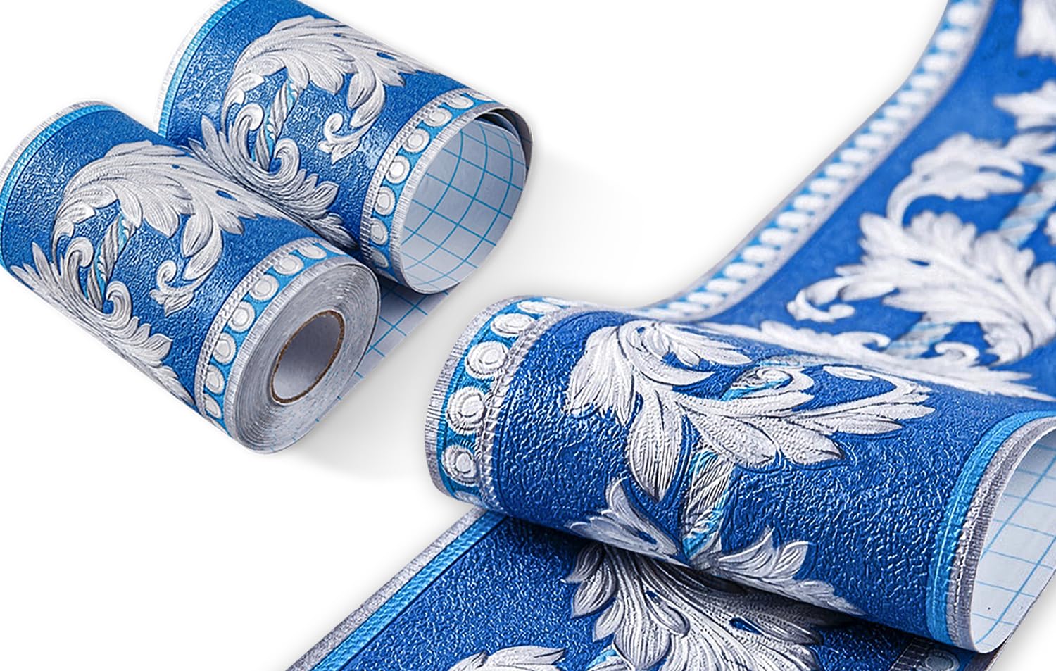 YIFU LIFE Peel And Stick Wallpaper Border - 3D Embossed Floral Design, 4.2" X 16.4 Ft, Self-Adhesive For Bathroom, Kitchen