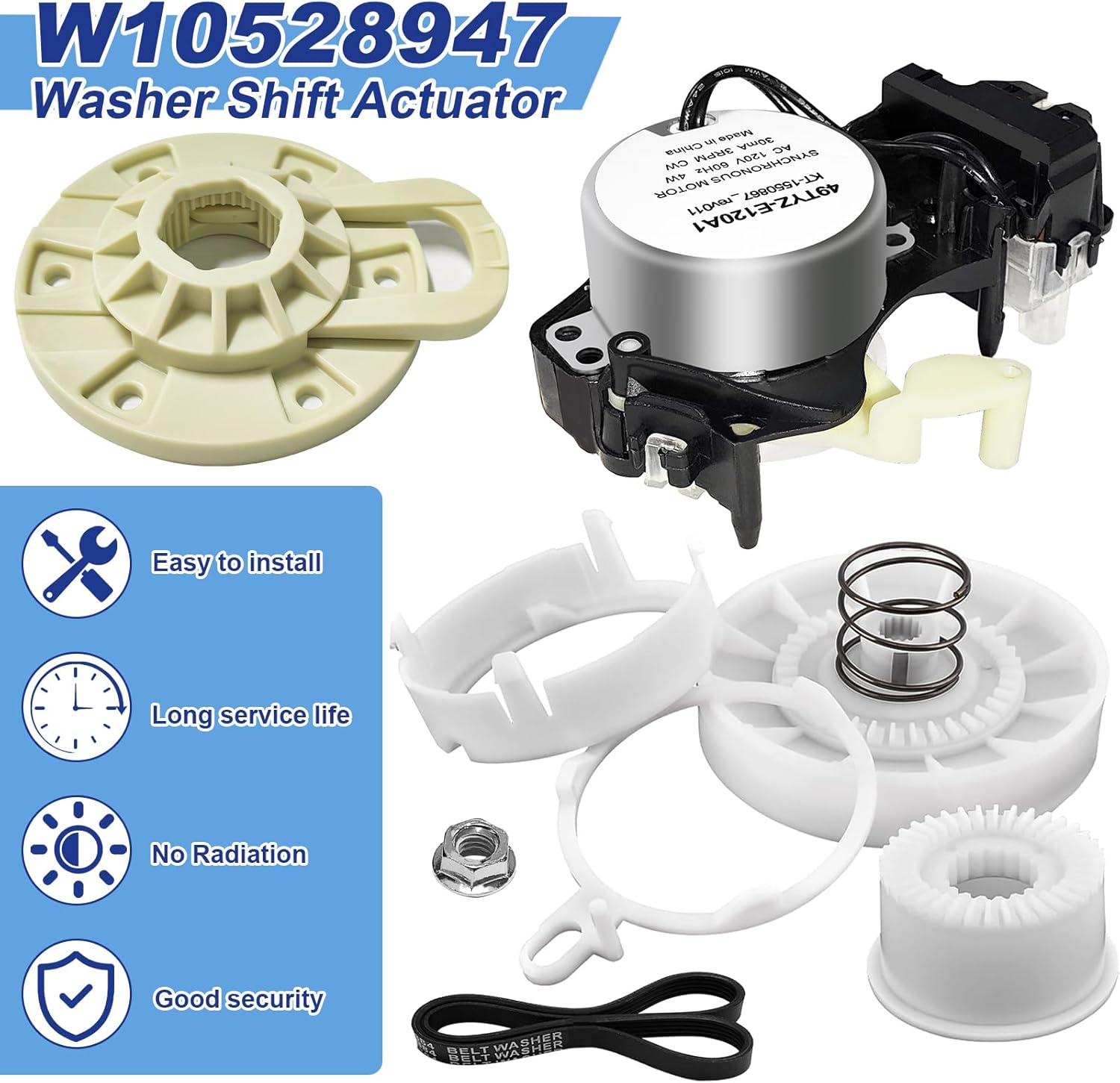 2025 Upgraded W10913953 Washer Shift Actuator W10528947 Basket Hub & W10721967 Pulley Clutch Kit with W10006384 Drive Belt - Replaces AP5665171, W10396887, PS10057144, W10326374, AP6014712