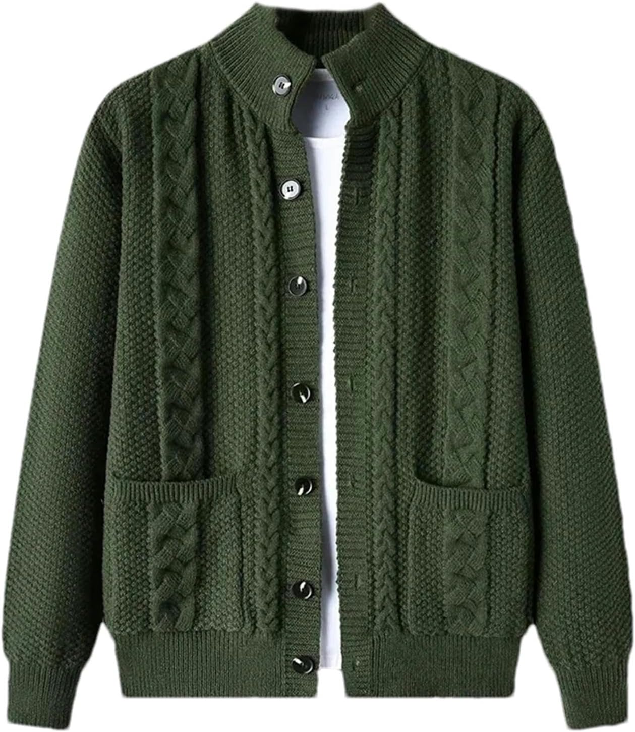Cardigan Men's Diamond Plaid Thick Wool Warm Long Sleeved Casual Cardigan Knitted Sweater Men