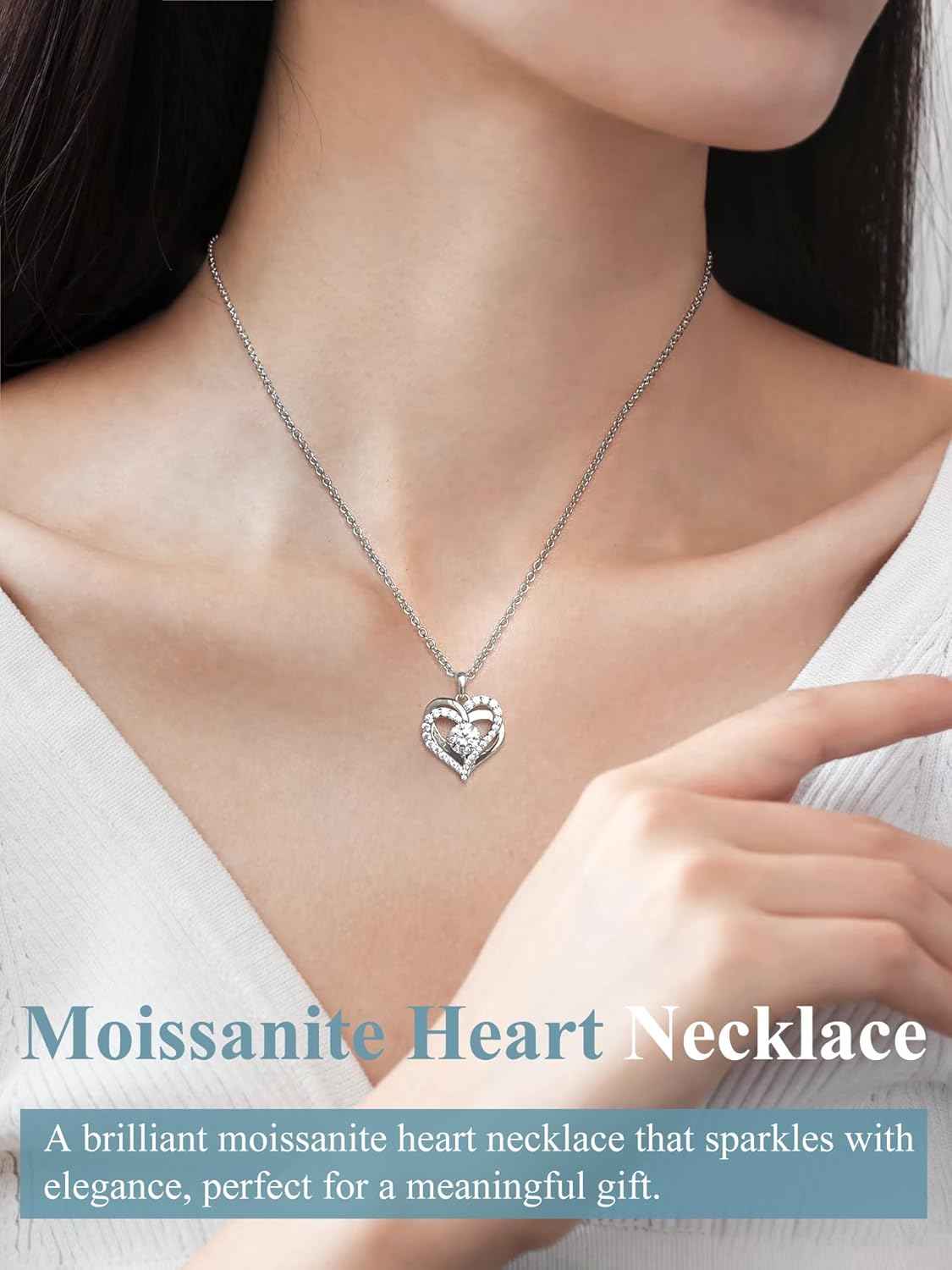 Moissanite Heart Necklace for Women Moissanite Pendent for Her S925 Dainty Love Pendant Anniversary Birthday Gifts for Women Jewelry Presents for Wife Mom Her - Image 3