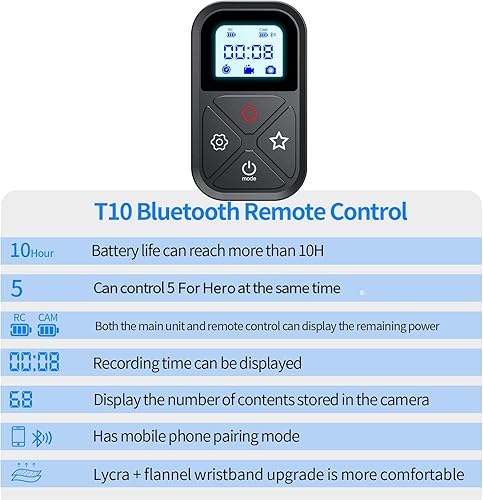 Miniatura 2 de Control remoto inteligente para GoPro, controlador de cámara inalámbrico para Hero 12 11 10 9 8 MAX negro con pantalla LCD correa de muñeca