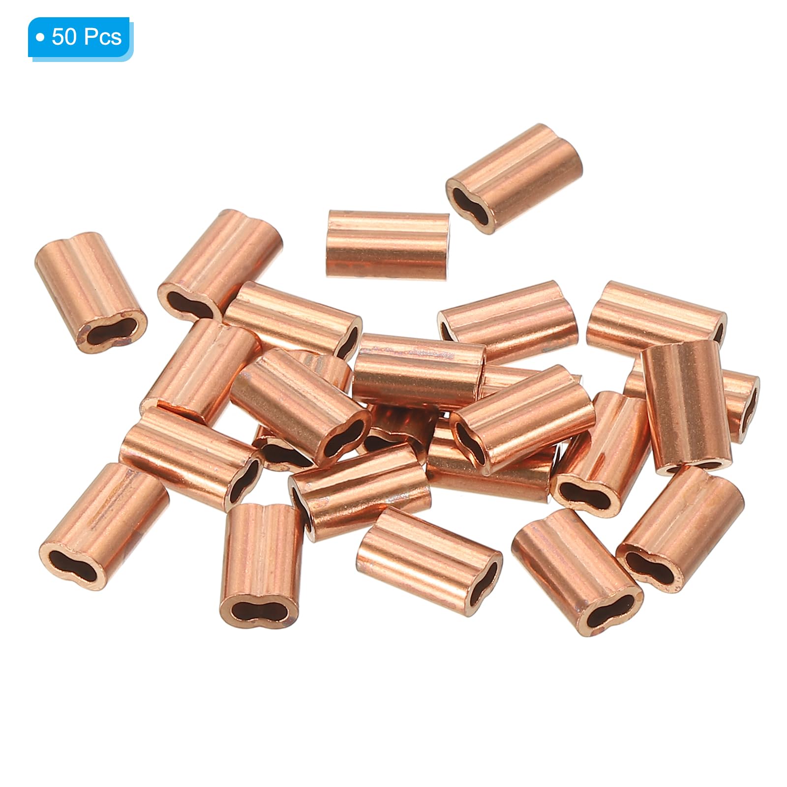 PATIKIL M1.5(1/16") Copper Crimping Loop Sleeve, 50 Pack Wire Rope Loop Sleeve Cable Crimps for Cable Ferrule Wire Rope - Image 3