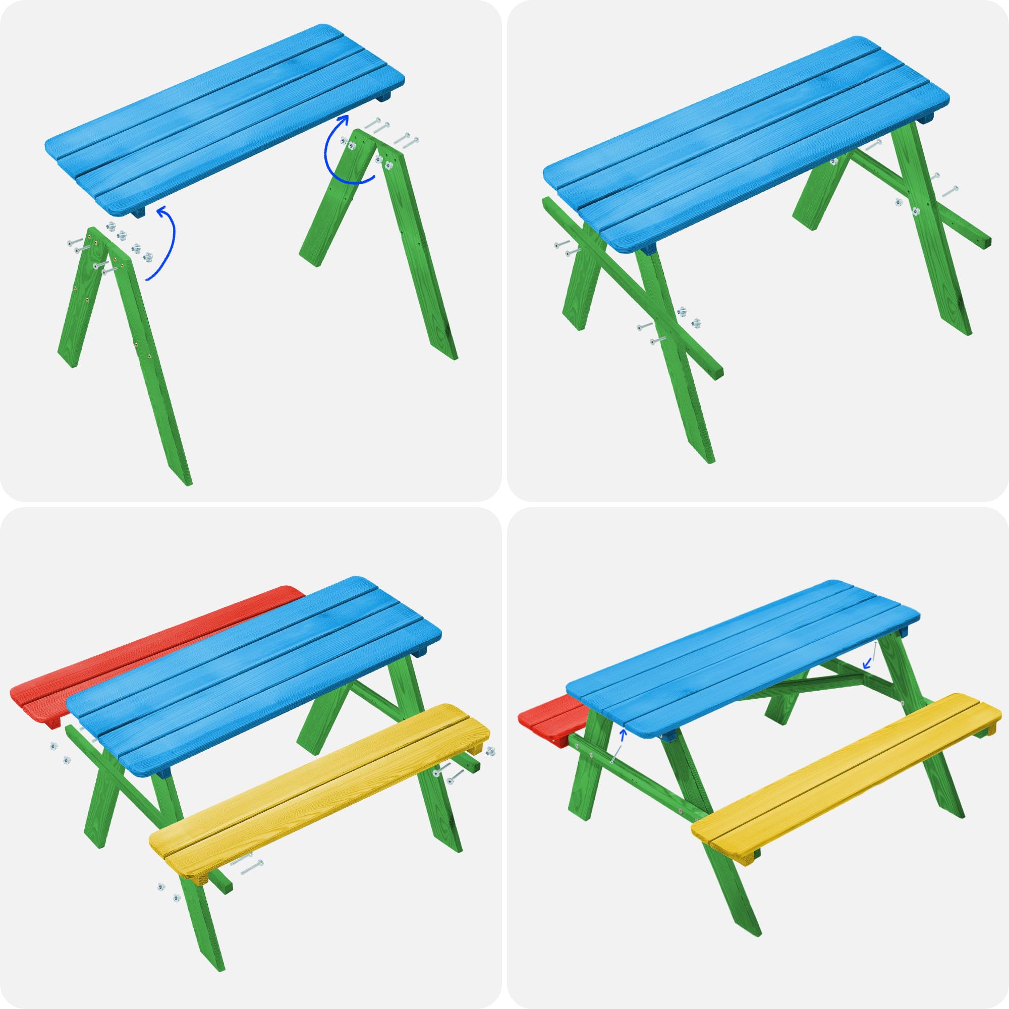 KADAX Tavolo da picnic per bambino con panche, mobili per bambino per pic-nic, tavolo in legno, set da picnic per giardino