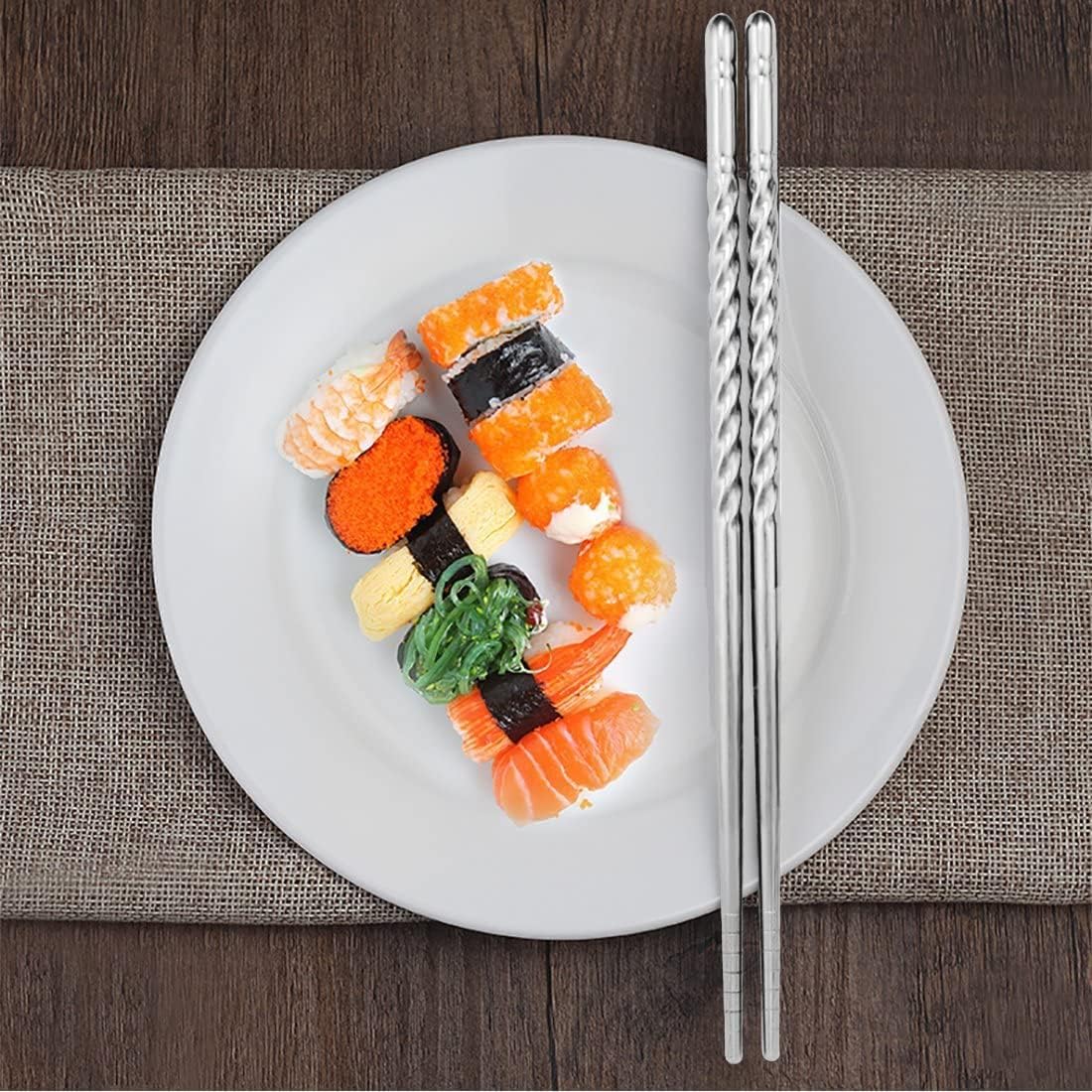 Kgeorix Stainless Steel Chopsticks Set Chinese Metal Non-Slip Steel Chopstick Kit Portable Reusable Food Sushi Sticks (1 Pair (2 Piece))