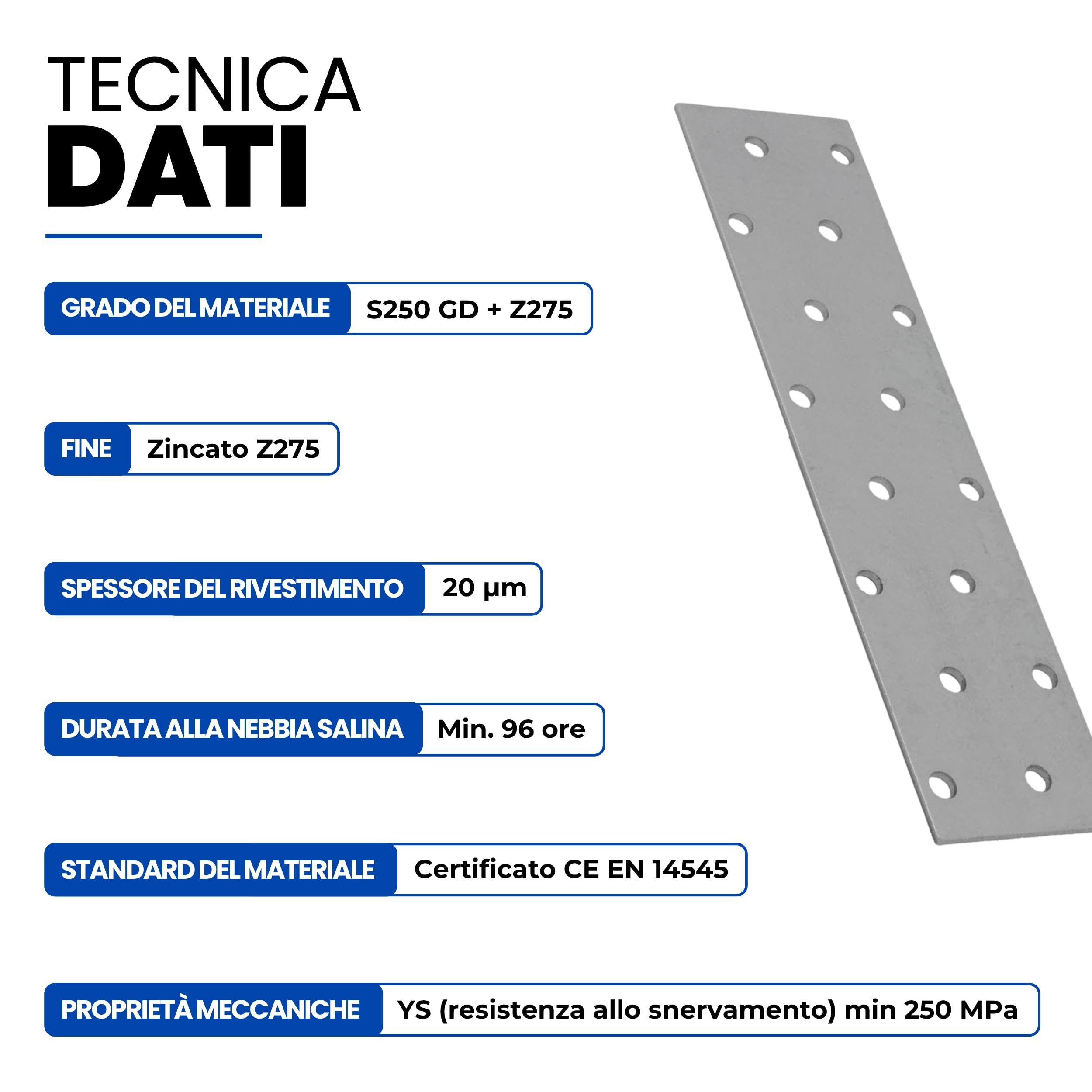 GeZu Impex Piastre di Collegamento 80 x 300 mm Zincato Set di 10 Metallico Perforato Piatto Piastre di Collegamento in Lamiera per Legno
