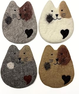 Humble Hilo Handmade Animal Felt Coaster Set of 4, Absorbent Coaster for...