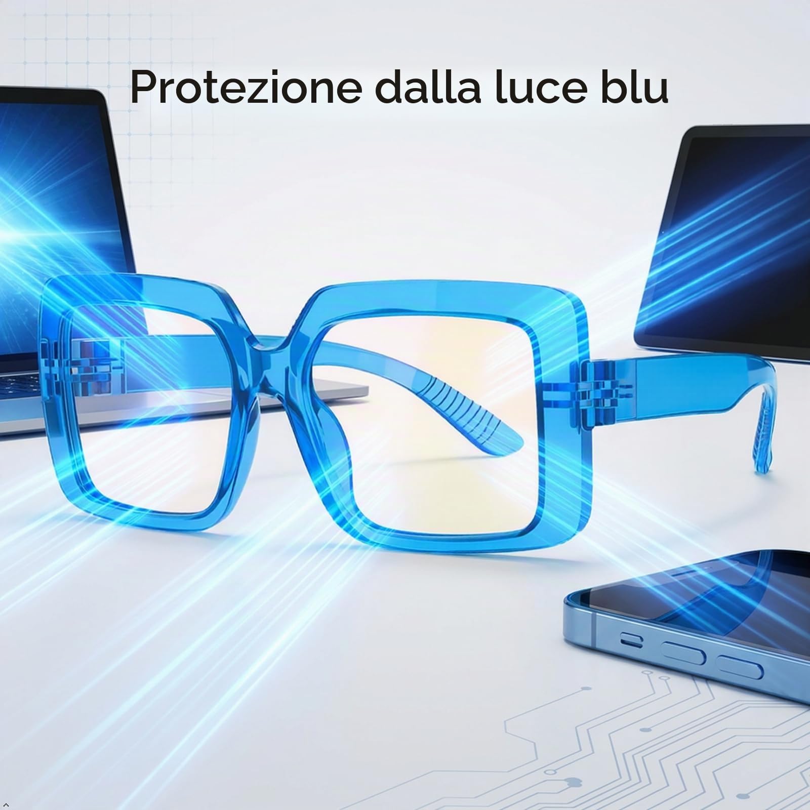 Eyekepper Confezione da 6 occhiali da lettura con filtro luce blu, occhiali da donna, montatura quadrata e lenti grandi, cerniera a molla senza viti e metalli, occhiali UV antiriflesso.