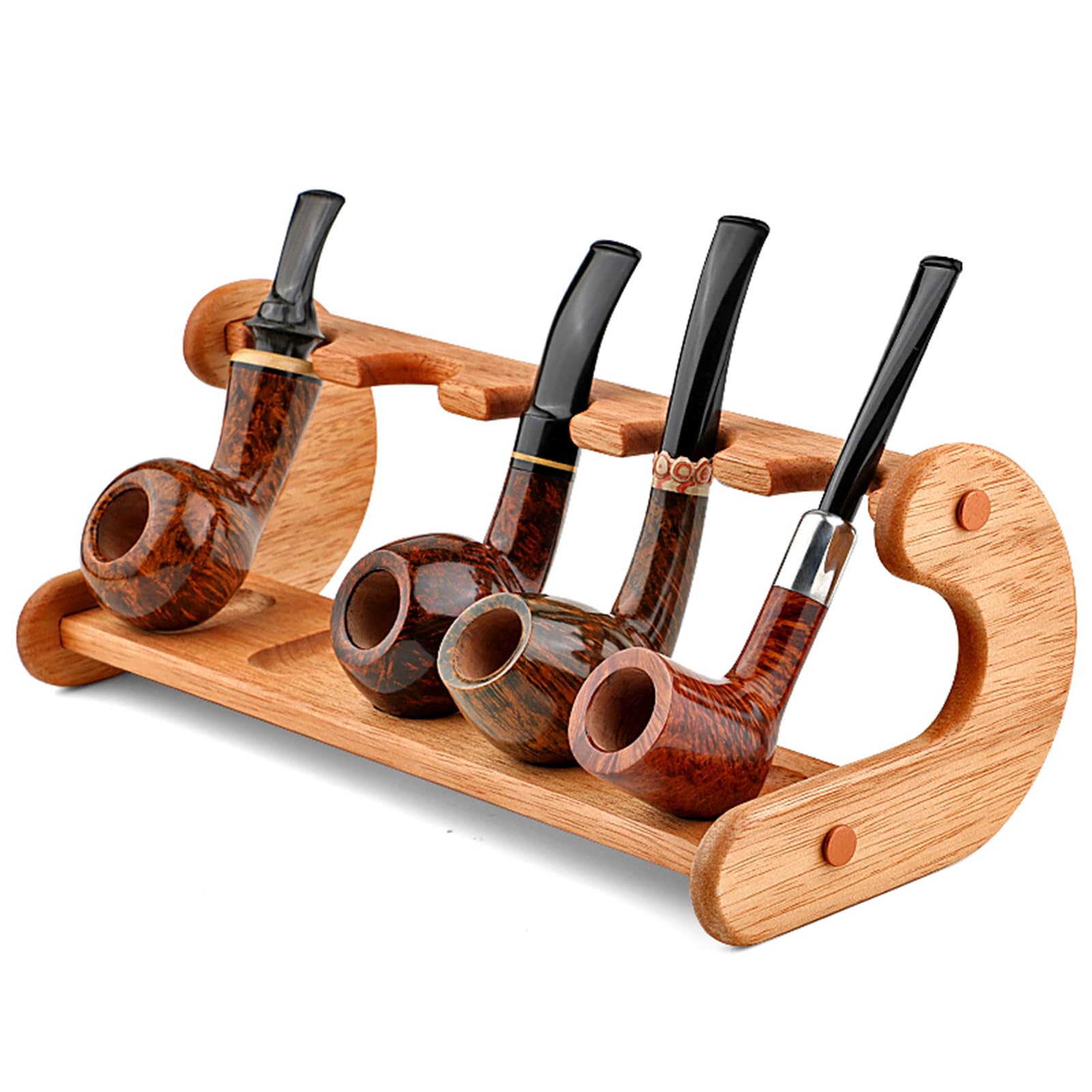Sulqing Men's Wood1 Wooden Tobacco Pipe Stand Smoking Pipe Rack Tobacco Pipe Display Holder For 5 Smoking Pipes,Wooden Pipe Rest Surprise(Not Inclued Pipes)