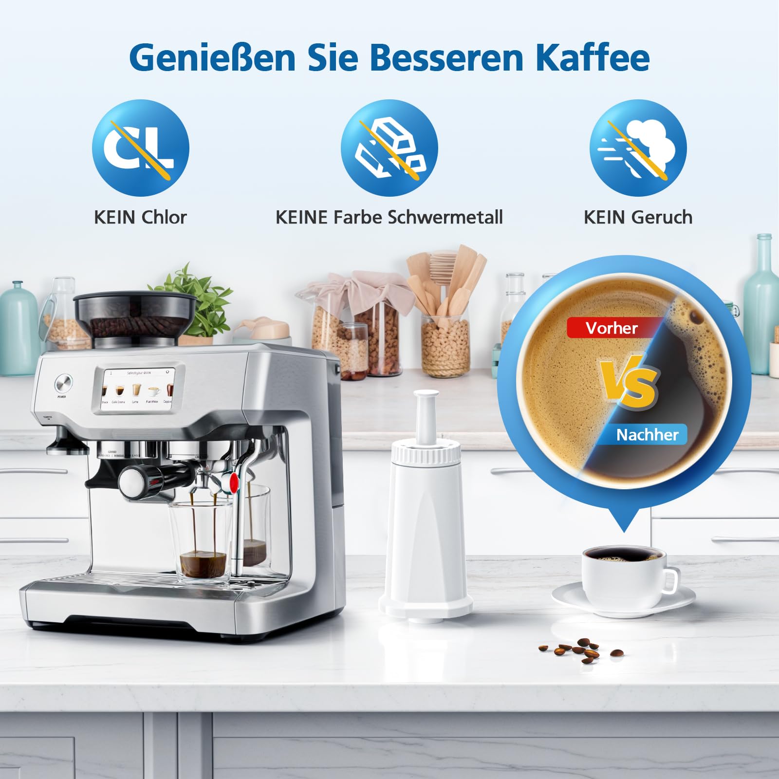 Zamiennik filtr wody do ekspresu do kawy Sage, 4 sztuki, zamiennik dla Sage Barista Express Pro, filtr do SES810/SES880/SES920/SES980/SES990/SES875/SES008/BES008, SES008WHT0NEU1