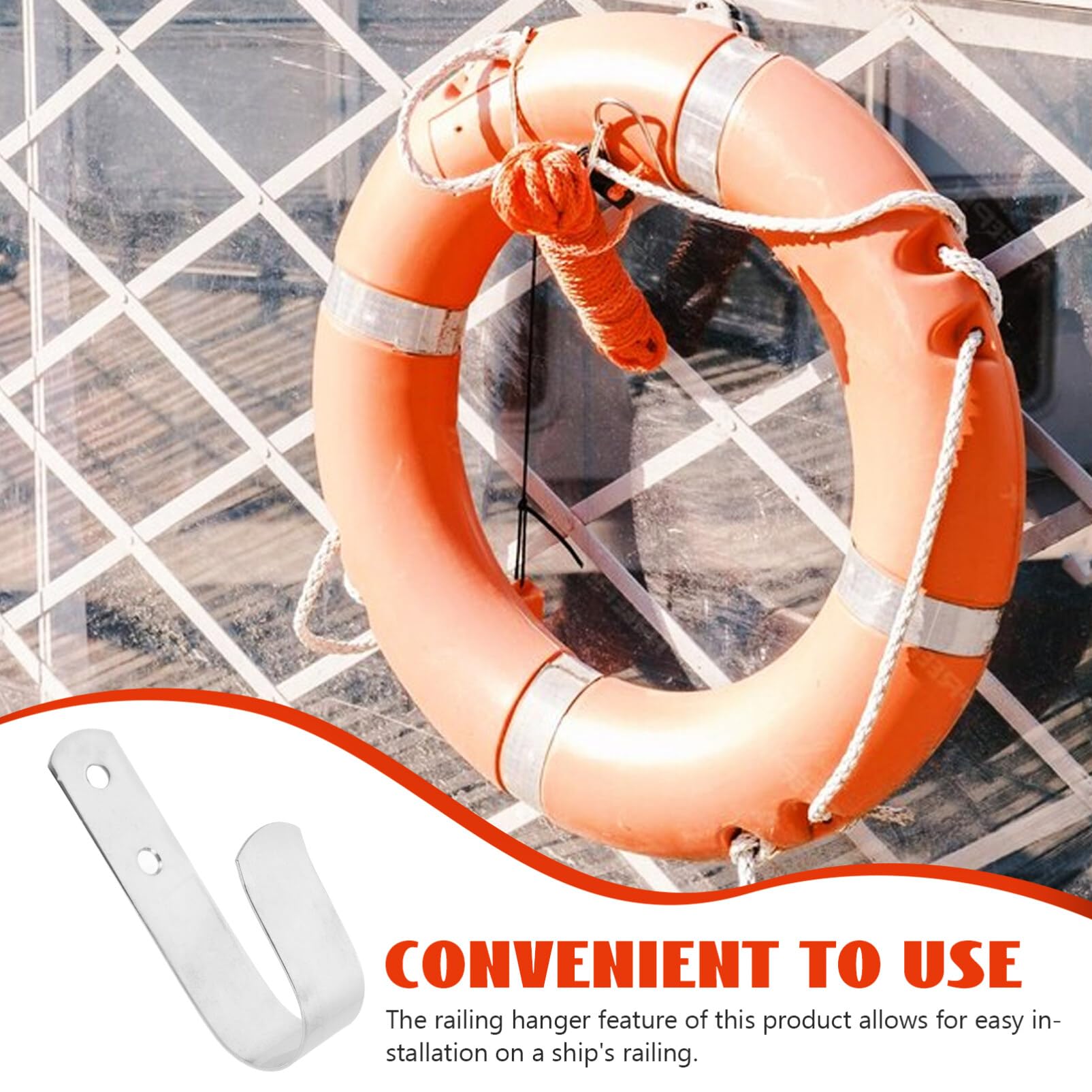 Milisten Ring Buoy Brackets, Stainless Steel Life Ring Hanger Boat Mounted Life Hanging Hook Swimming Holders Organizer for Pool Boat - Image 2
