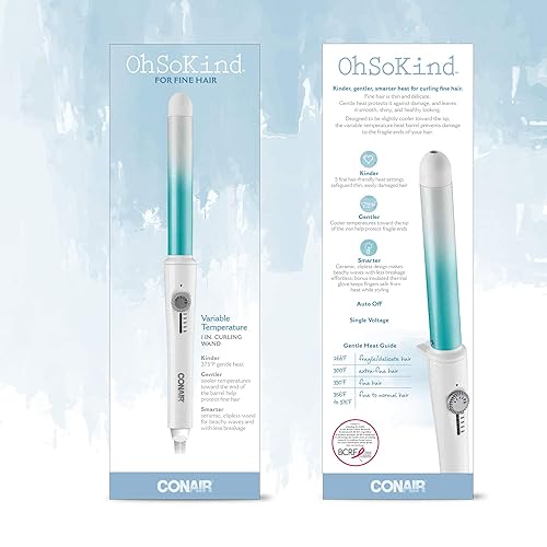 Miniatura 6 de Conair OhSoKind - Varita rizadora para cabello fino de 1 pulgada, varita recta que produce ondas impecables