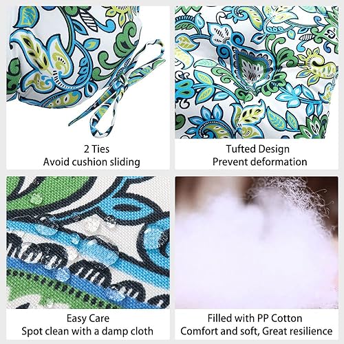 Miniatura 4 de Cojines de asiento para interiores y exteriores para todo tipo de clima, cojines para sillas de patio con lazos, cómodos cojines redondos para